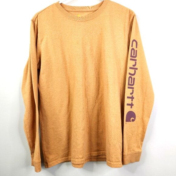 Carhartt Womens Original Fit Long Sleeve Crew Neck Spellout Tee Medium - Picture 1 of 5